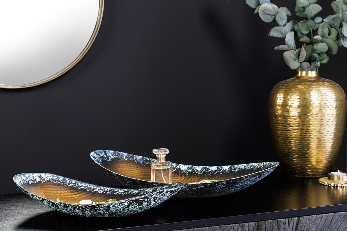 Set de 2 bols décoratifs ORIENT 45cm design martelé doré patiné