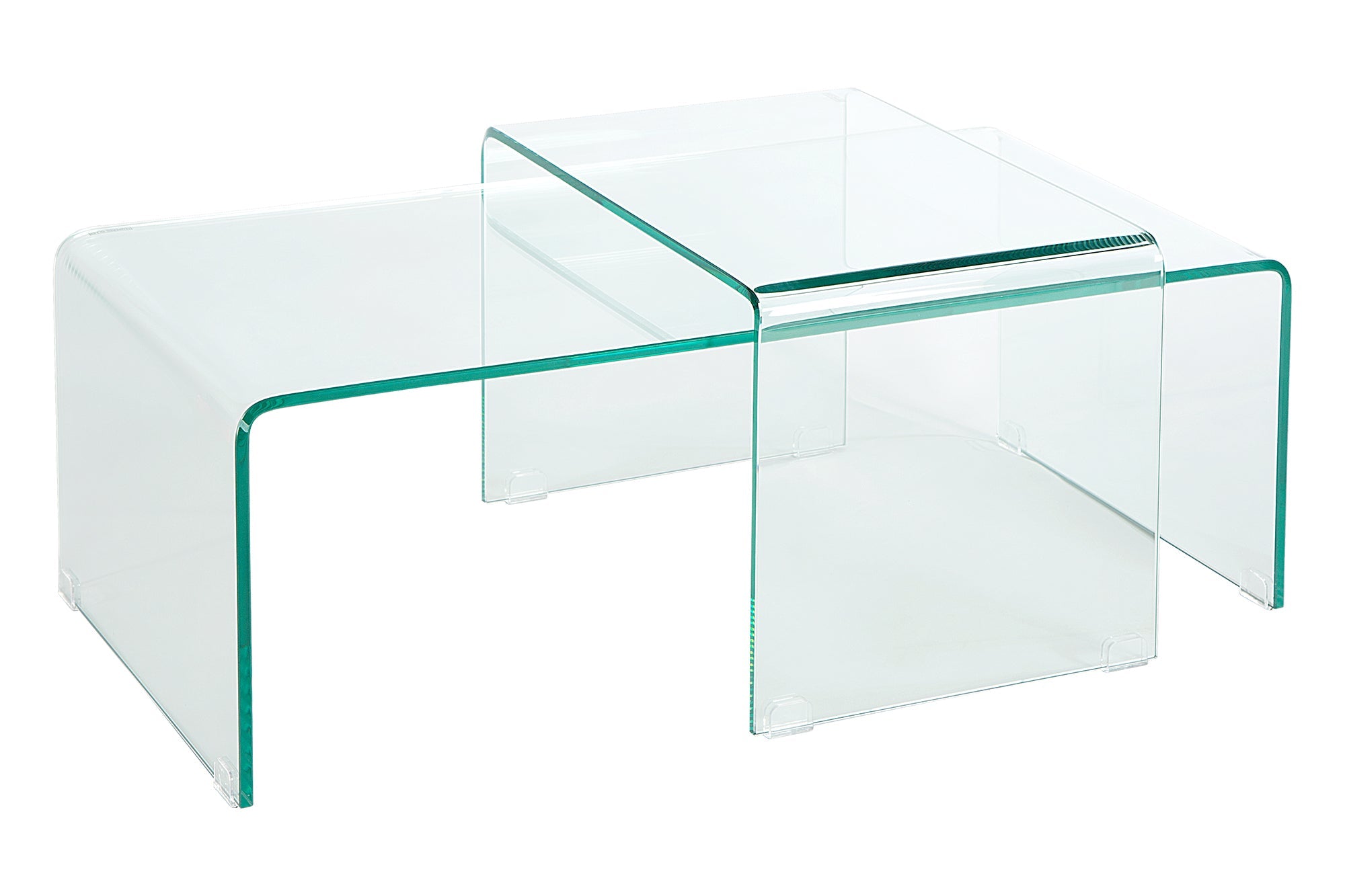 Set de 2 tables basses en verre de haute qualité FANTOME 100cm transparent