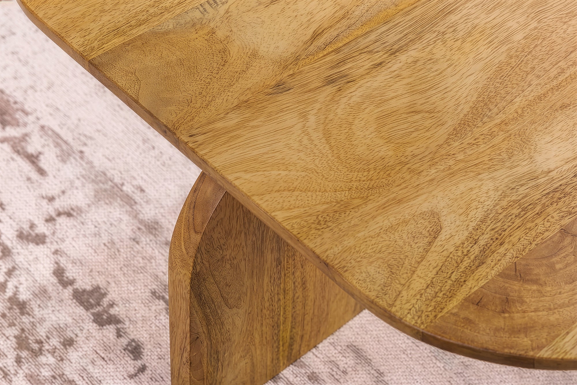 Set de 2 tables basses GATSBY 100 cm en bois de mangue brun, forme organique, table d’appoint