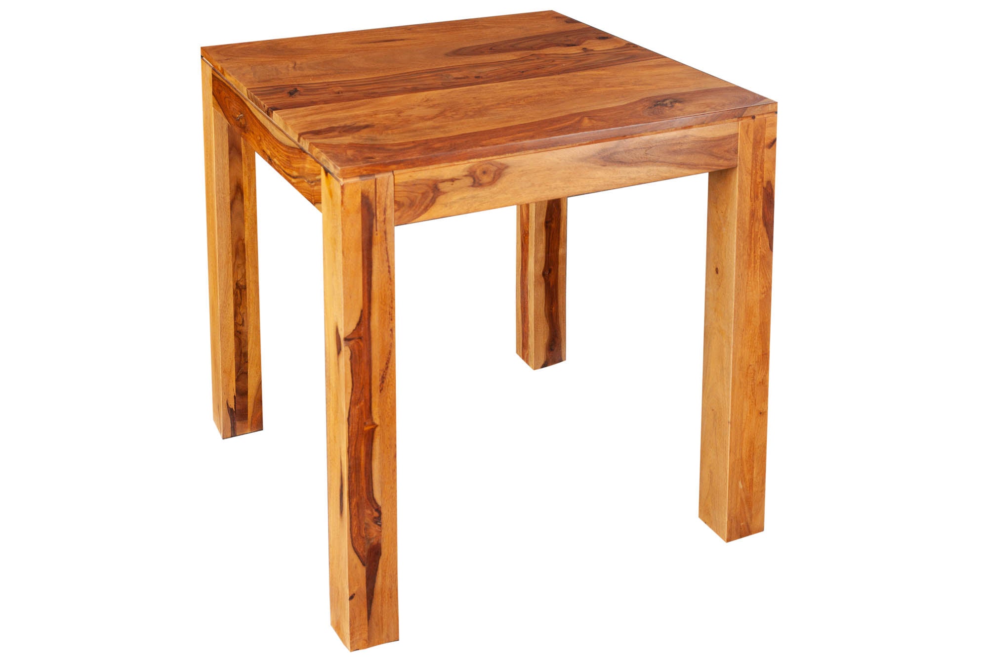 Mesa de comedor cuadrada de madera maciza PURE 70 cm, acabado piedra Sheesham marrón