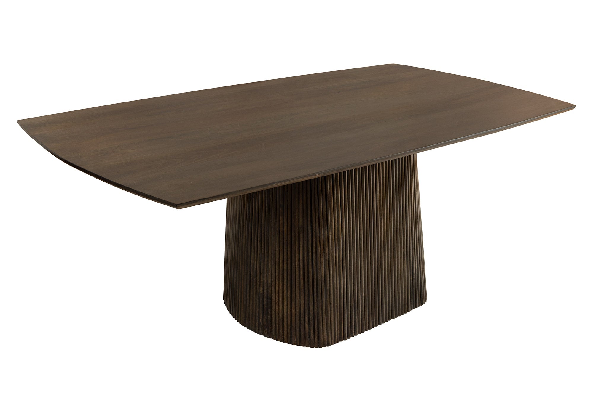 GRAND Mesa de comedor con patas en forma de barco de madera de mango marrón oscuro de 200 cm