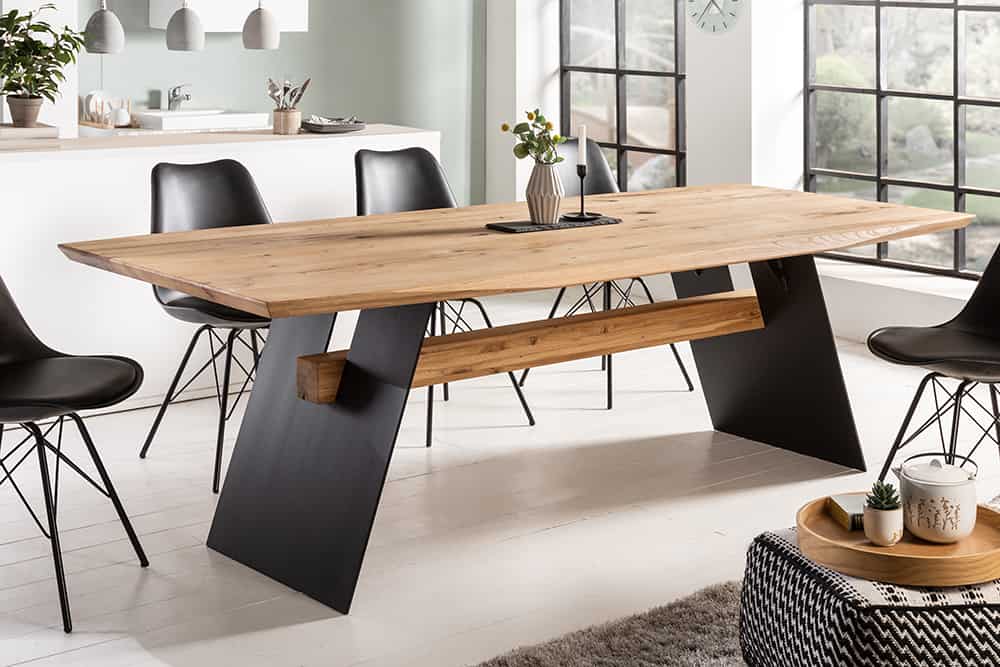 GRAND OAK Mesa de comedor de 240 cm de diseño en roble silvestre natural macizo