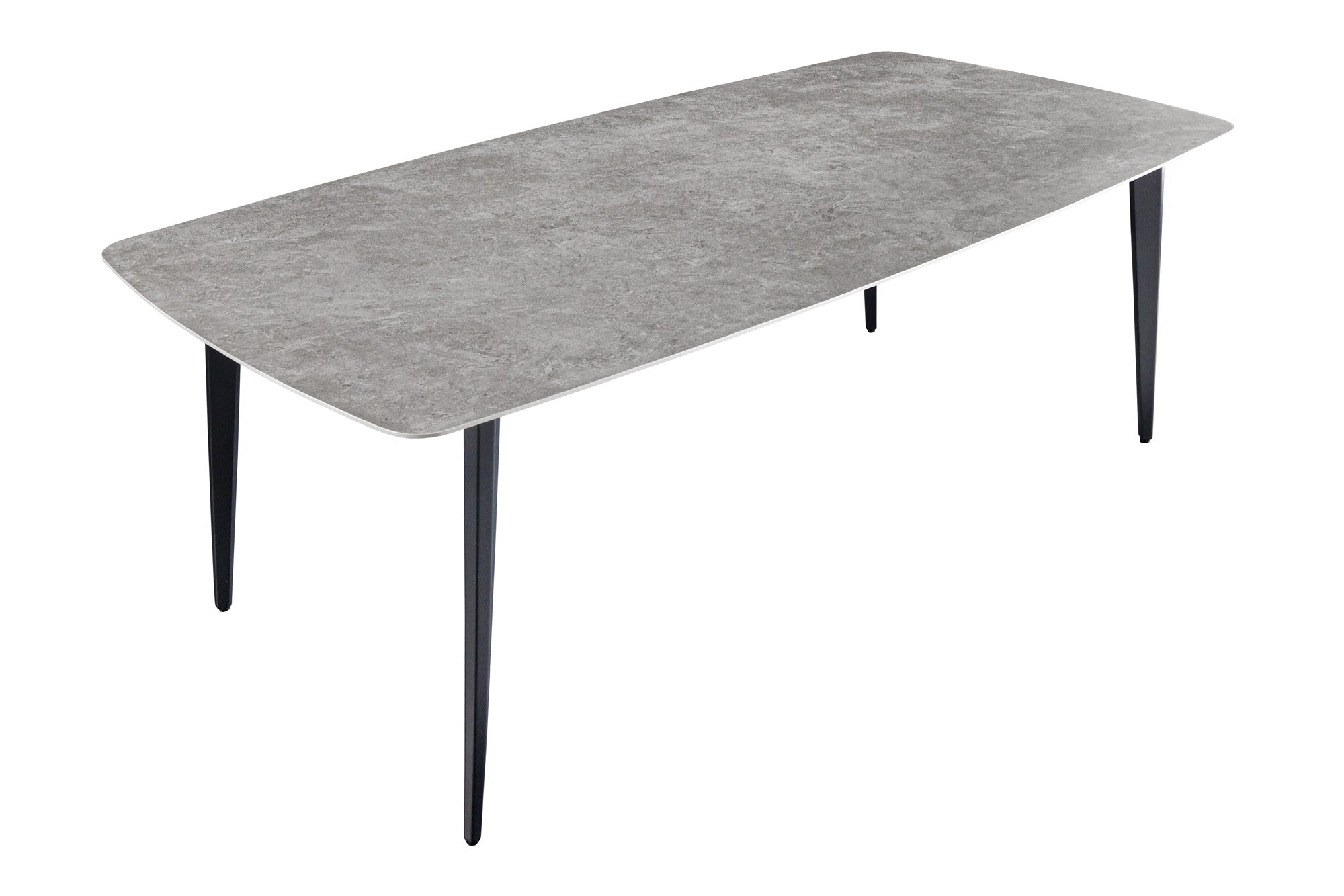 Mesa de comedor de diseño MILANO 180cm cerámica mármol gris patas de metal negro
