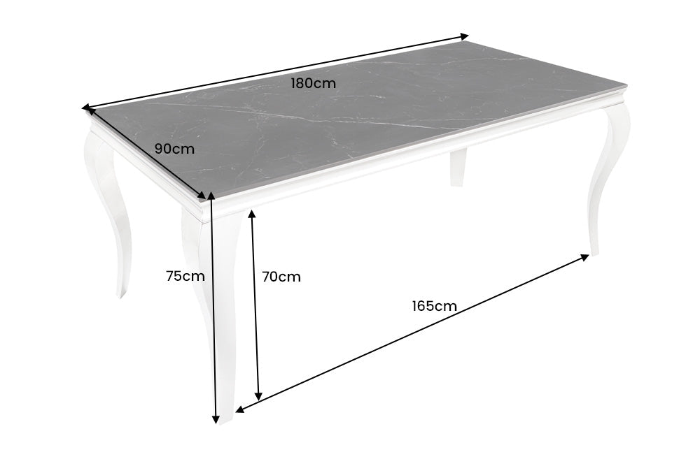 MODERNE BAROQUE mesa de comedor de diseño 180cm negro antracita cromo cerámica mármol
