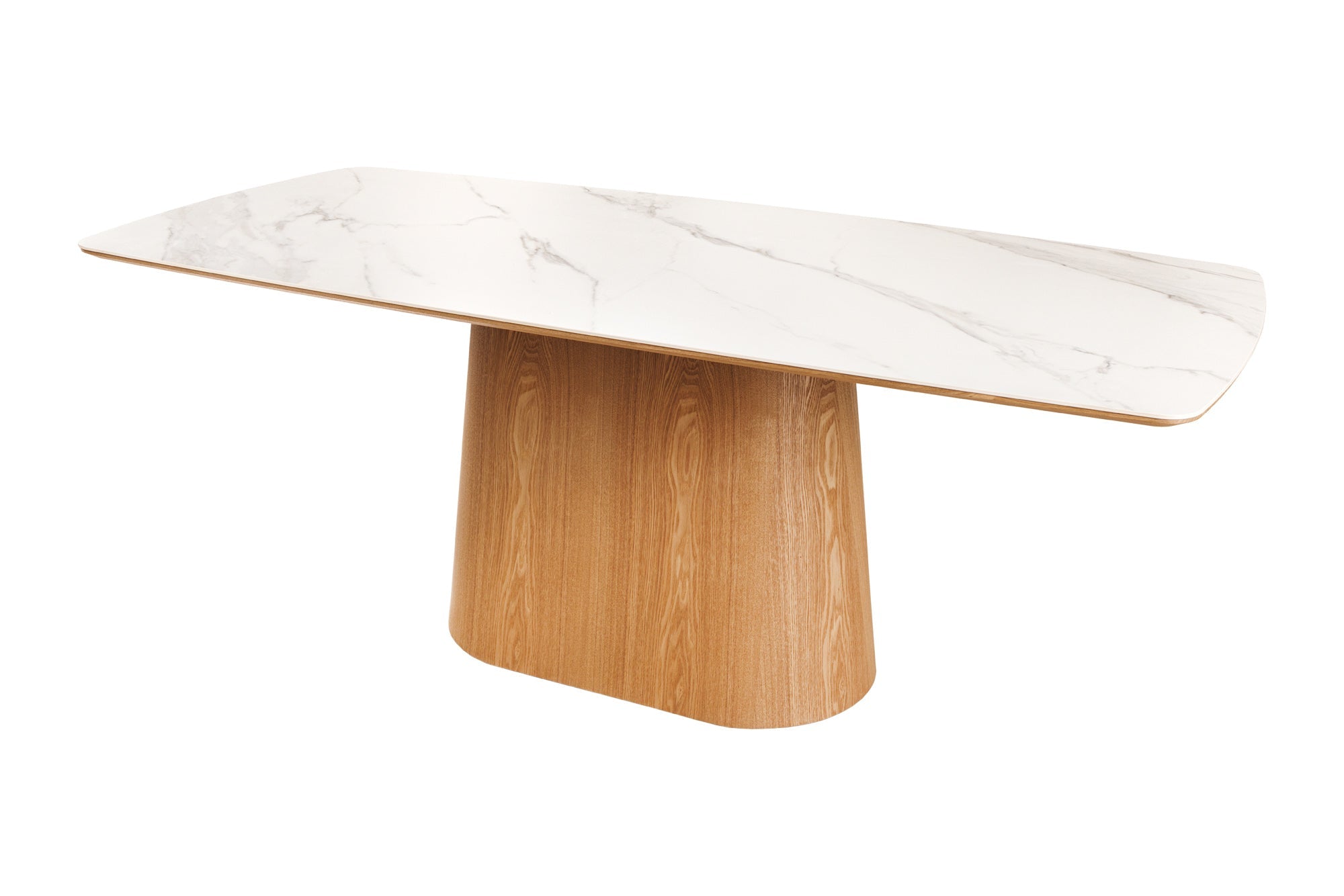 Mesa de comedor de diseño ÚNICO 200cm roble blanco base de columna de mármol cerámica