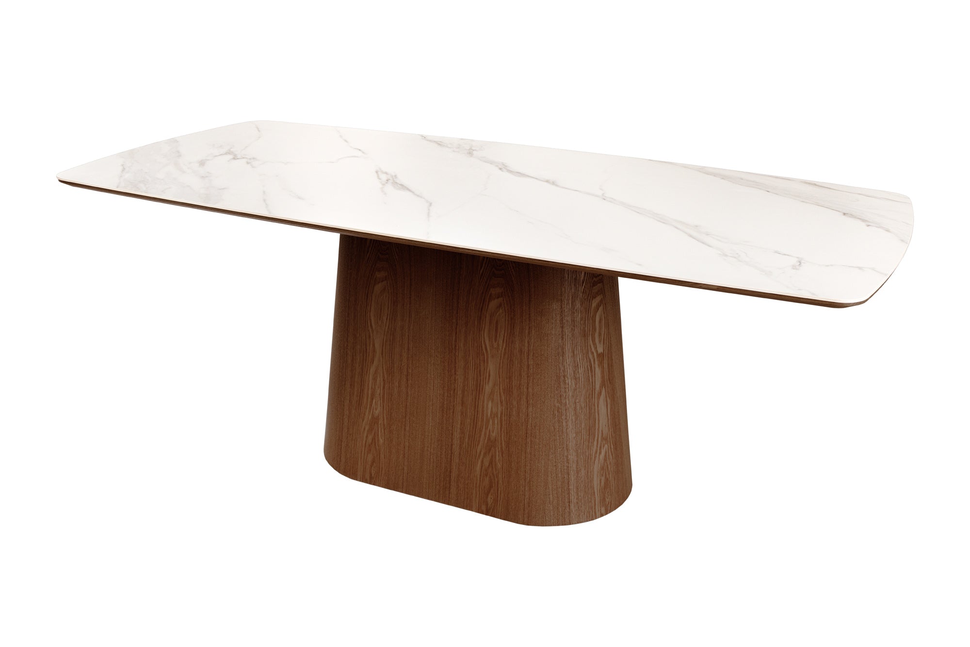 Mesa de comedor de diseño ÚNICO 200cm nogal blanco cerámica columna base