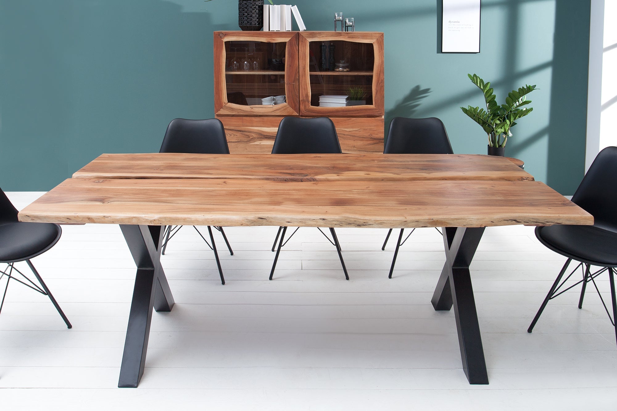 table-a-manger-en-bois-massif-amazonas-200-cm-acacia-naturaleza-estructura-en-x-metal-borde-árbol-negro_6538333 (inv)