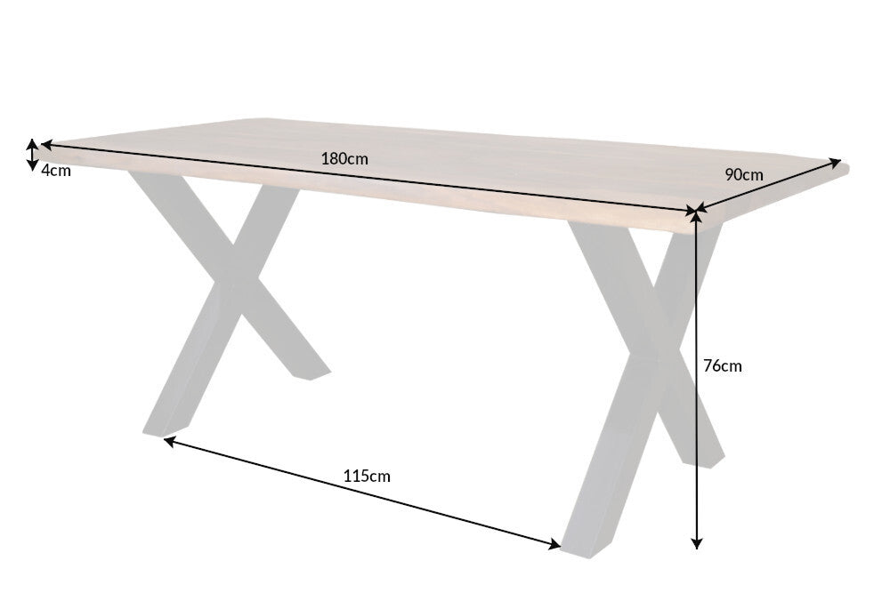 AMAZONAS mesa de comedor de madera maciza 180cm marrón Sesham patas de metal negro