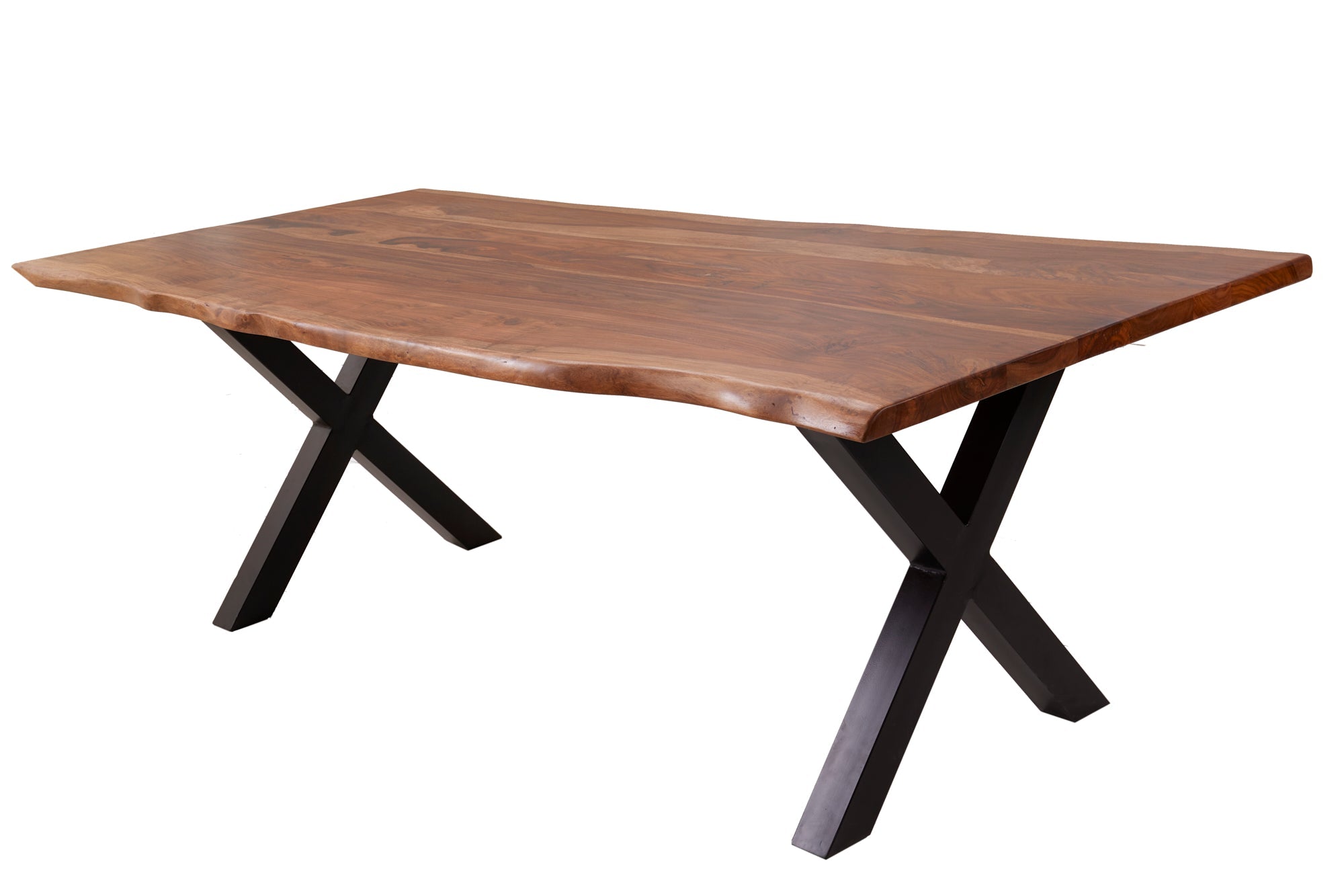 AMAZONAS mesa de comedor de madera maciza 220 cm Sesham marrón negro marco en forma de X