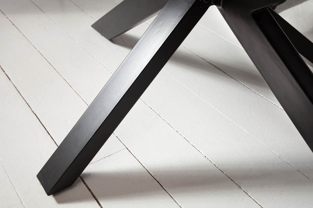 GALAXIE mesa de comedor de madera maciza 180cm marrón Sheesham acabado piedra estructura estrella metal