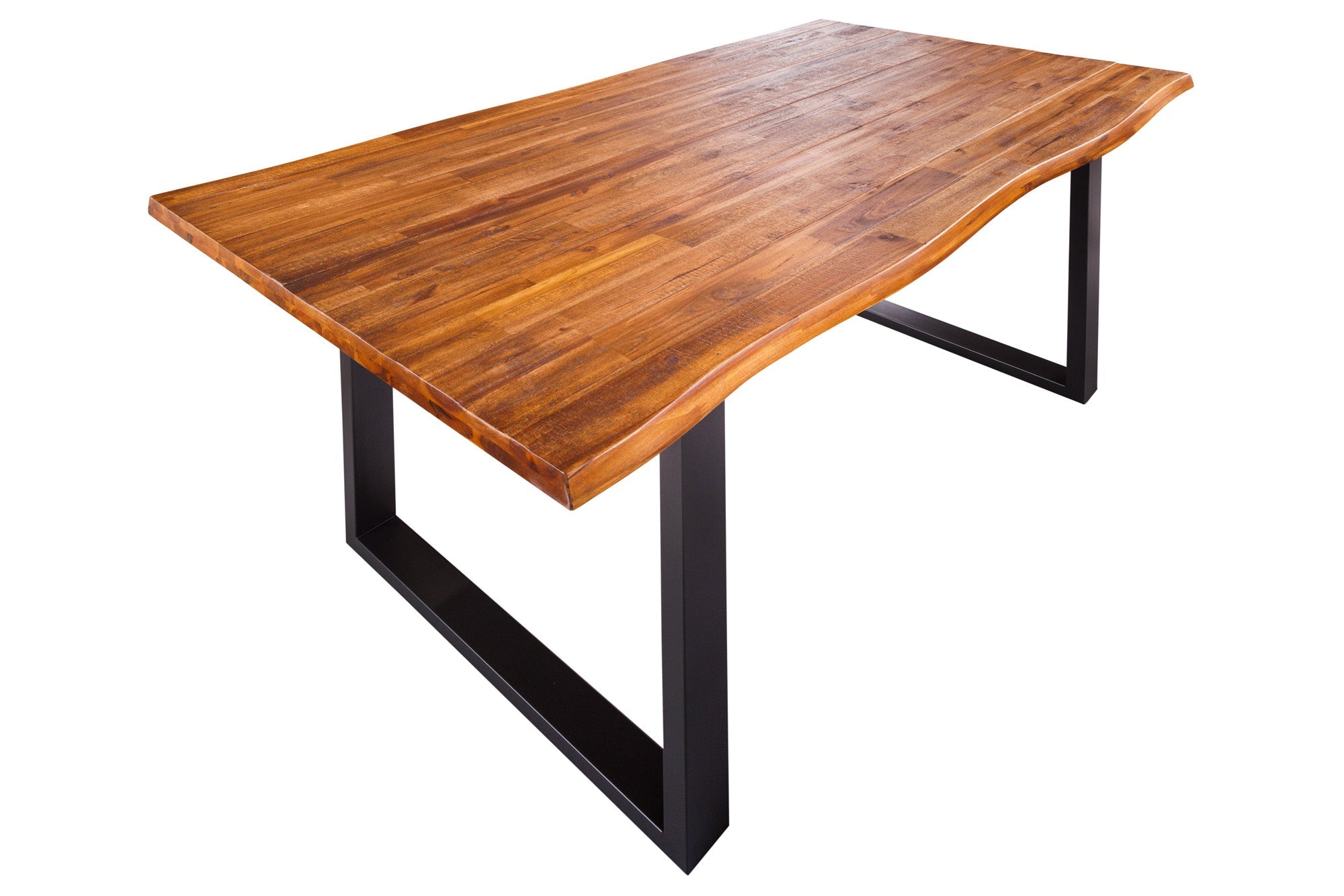 GENESIS mesa de comedor de madera maciza 140cm canto acacia natural pata cantilever antracita