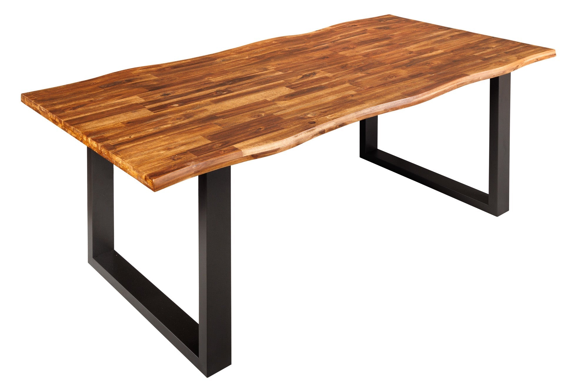Table à manger en bois massif GENESIS 160cm bord d’acacia anthracite naturel design industriel
