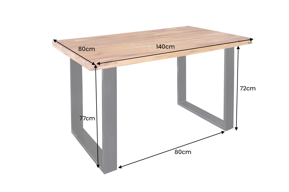Table à manger en bois massif IRON CRAFT 140cm marron noir finition pierre Sheesham Industriel