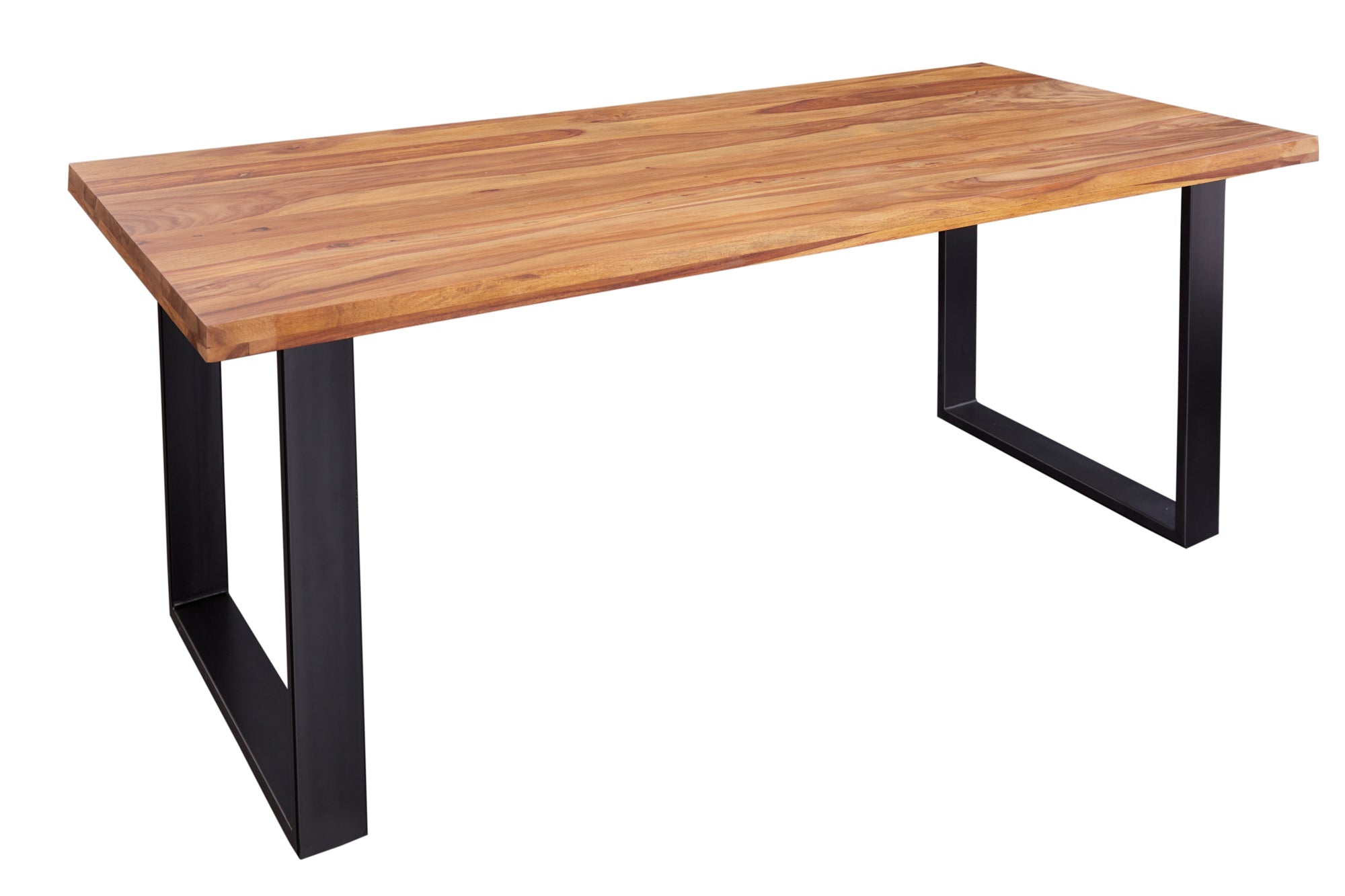 Mesa de comedor de madera maciza IRON CRAFT 160 cm marrón negro Sheesham acabado piedra Industrial