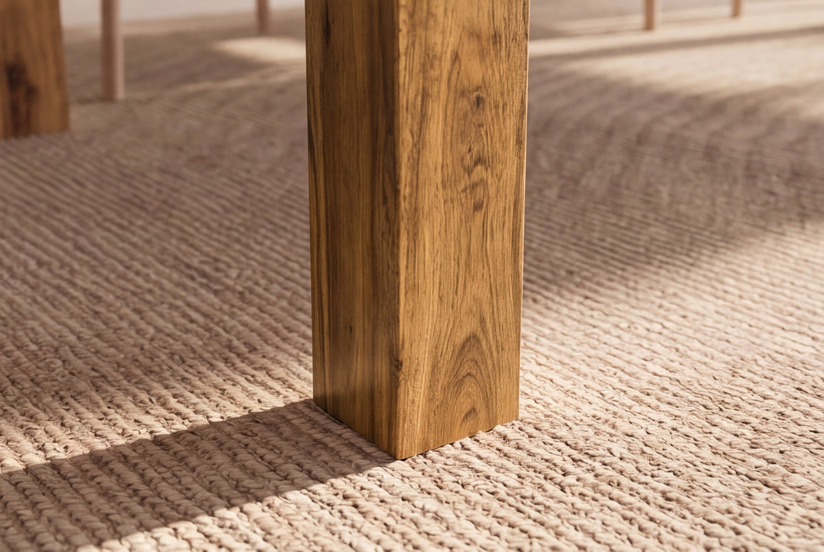 Table à manger en bois massif MAKASSAR 160-200-240cm finition pierre marron Sheesham extensible