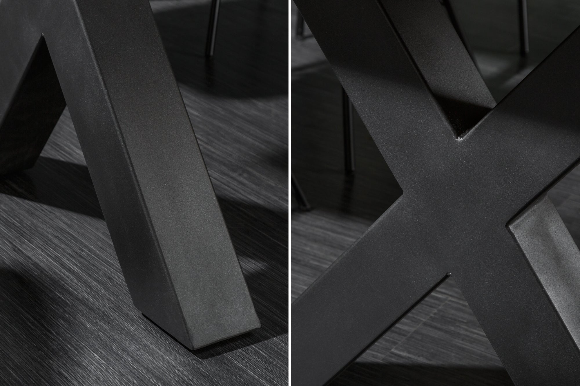 Mesa de comedor de madera maciza MAMMUT NATURE 200cm acacia negro X marco árbol borde superior 6cm