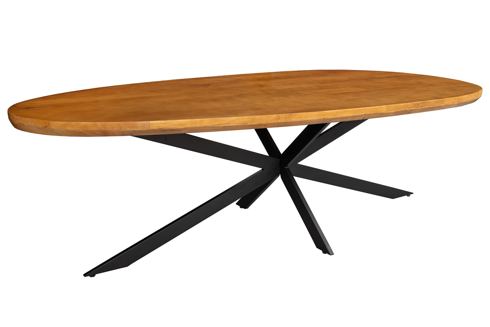 Table à manger en bois massif ORGANIC ARTWORK 240cm marron finition miel acacia ovale
