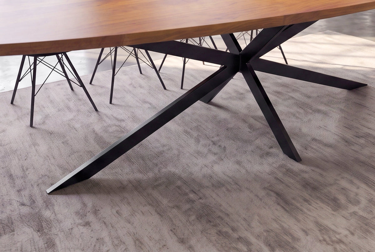 Table à manger en bois massif ORGANIC ARTWORK 240cm marron finition miel acacia ovale