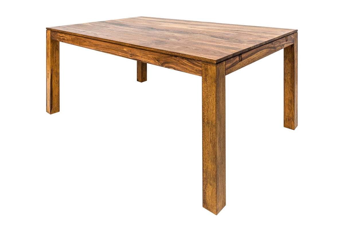 Table à manger en bois massif PURE 160-240cm finition pierre de Sheesham marron avec rallonges