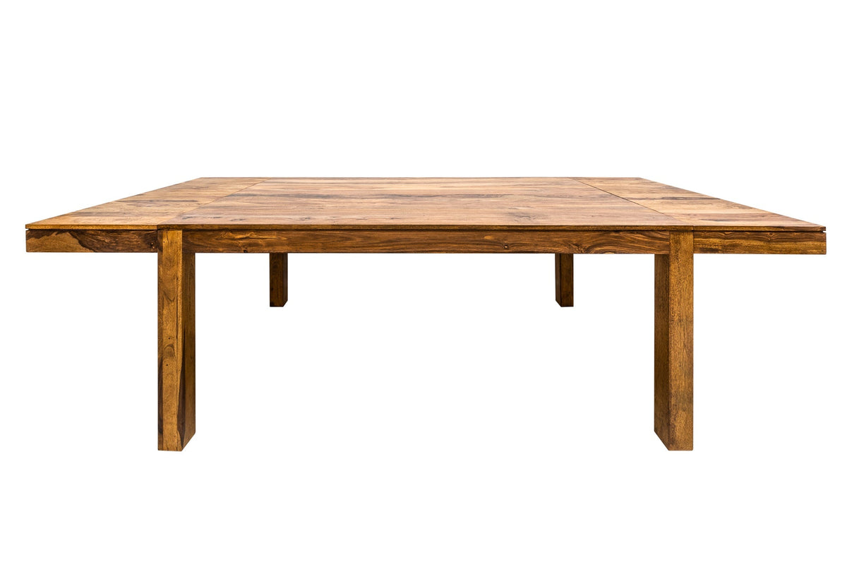 Table à manger en bois massif PURE 160-240cm finition pierre de Sheesham marron avec rallonges