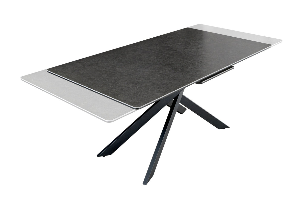 Table à manger extensible ALPINE 160-200cm céramique anthracite structure métal noir
