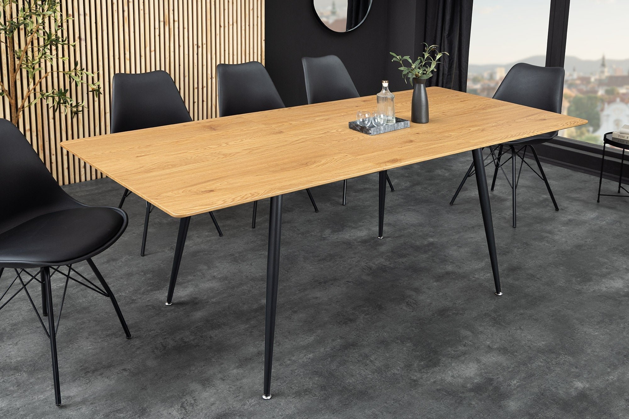 Table à manger extensible APARTMENT 120-160cm chêne sauvage naturel structure métal noir