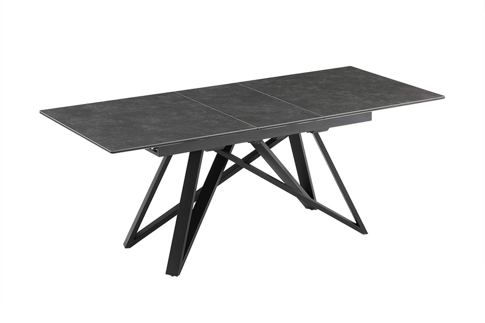 Table à manger extensible ATLAS 160-200 cm gris graphite céramique métal noir