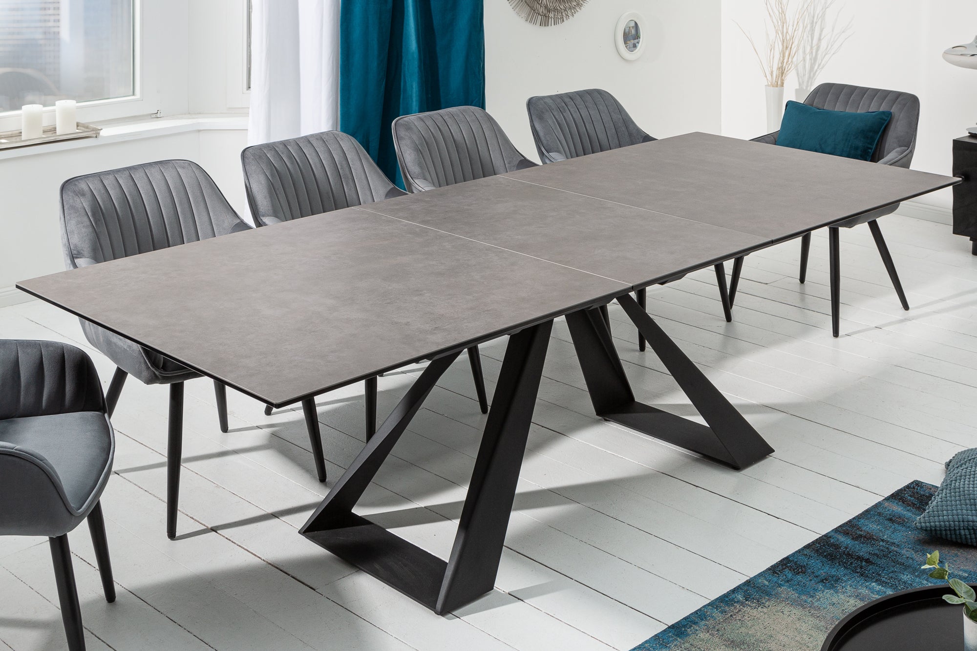 Table à manger extensible CONCORD 180-230 cm en céramique anthracite fabriquée en Italie