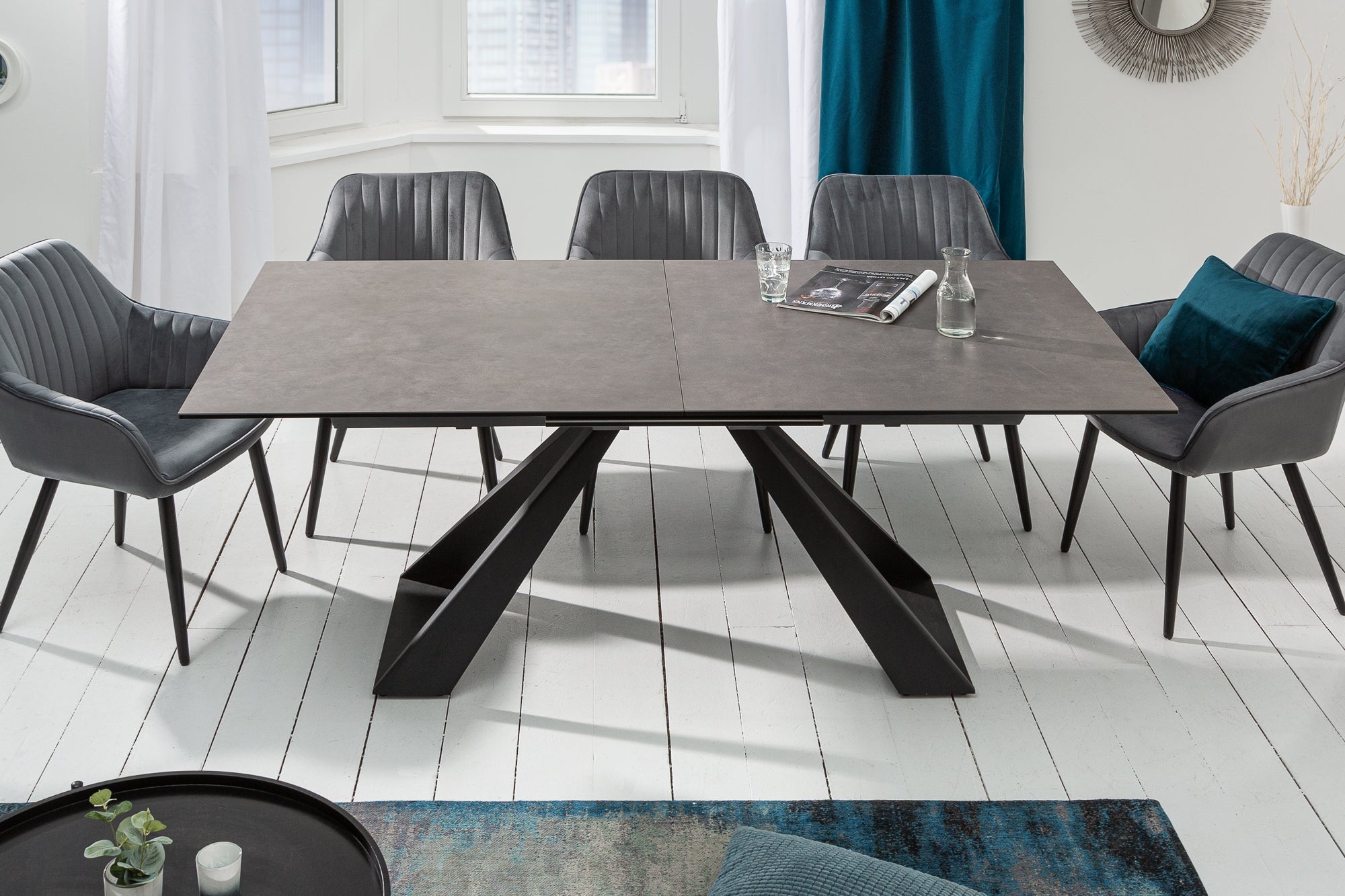CONCORD mesa de comedor extensible 180-230 cm en cerámica antracita made in Italy
