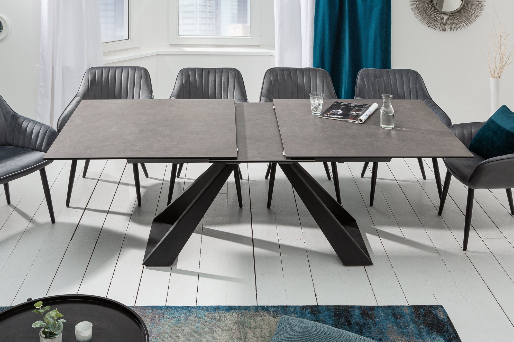 CONCORD mesa de comedor extensible 180-230 cm en cerámica antracita made in Italy