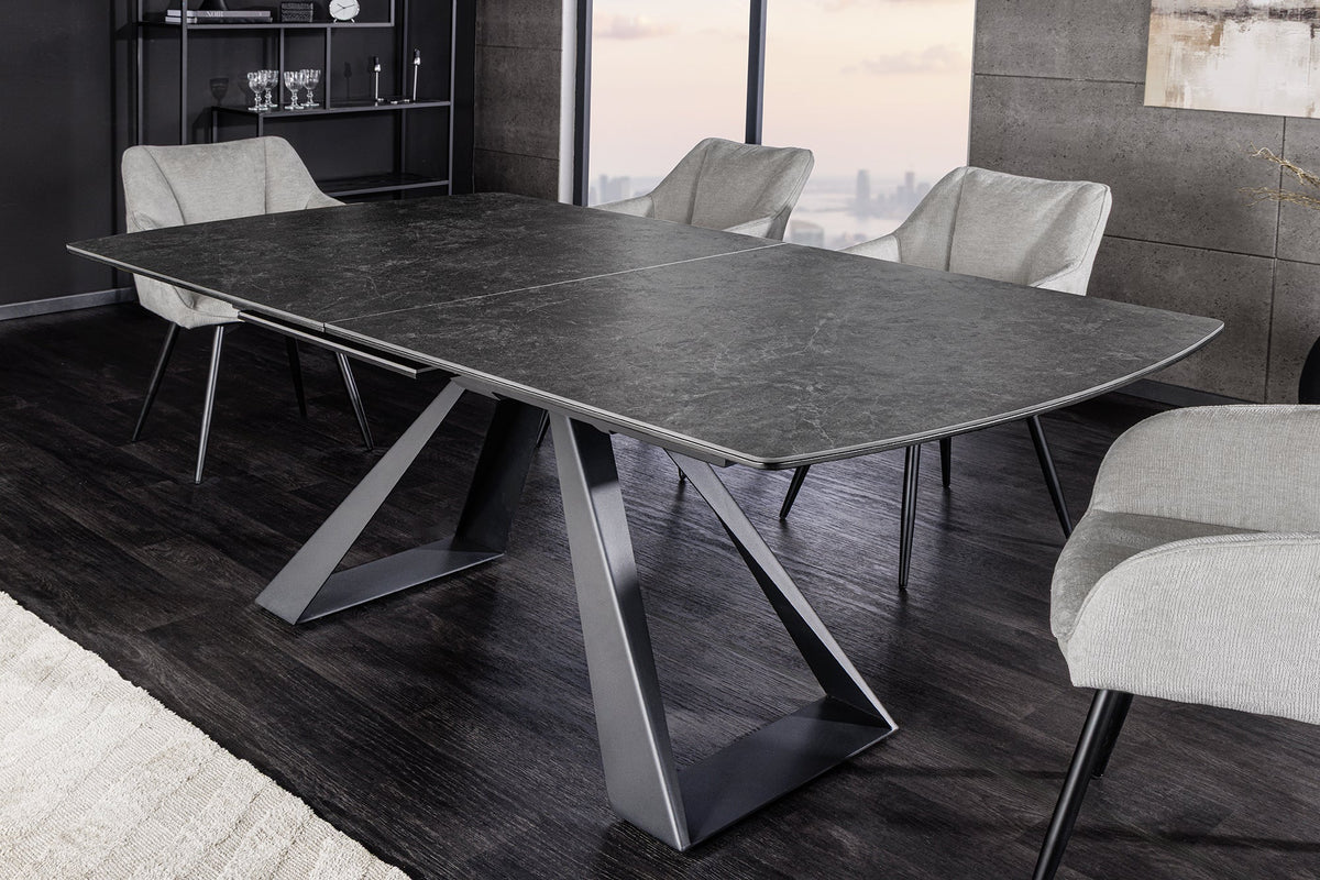 Table à manger extensible CONCORD 180-230cm céramique gris graphite métal noir
