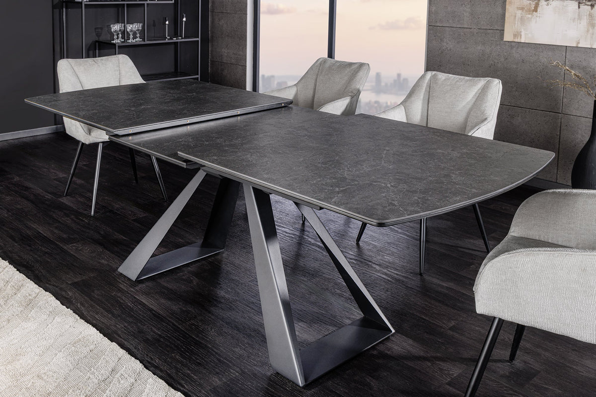 Table à manger extensible CONCORD 180-230cm céramique gris graphite métal noir