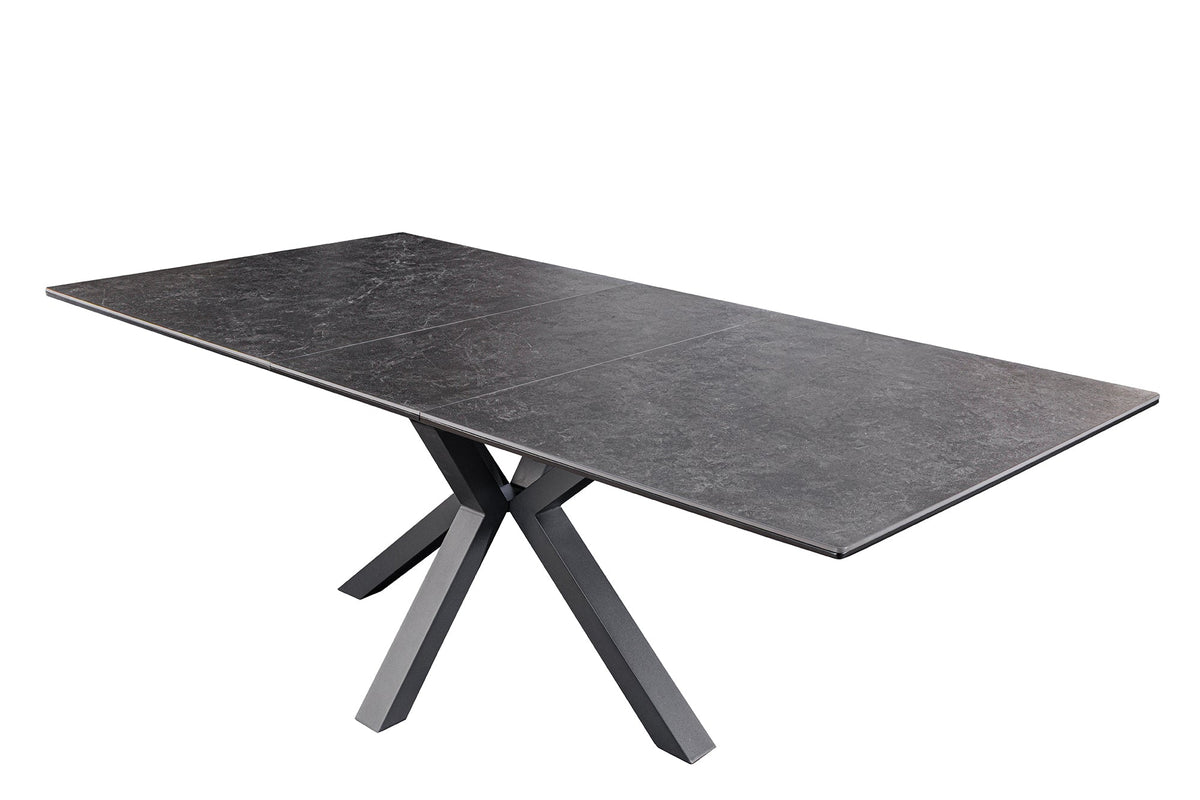 Table à manger extensible ETERNITY 160-200cm céramique gris graphite métal noir