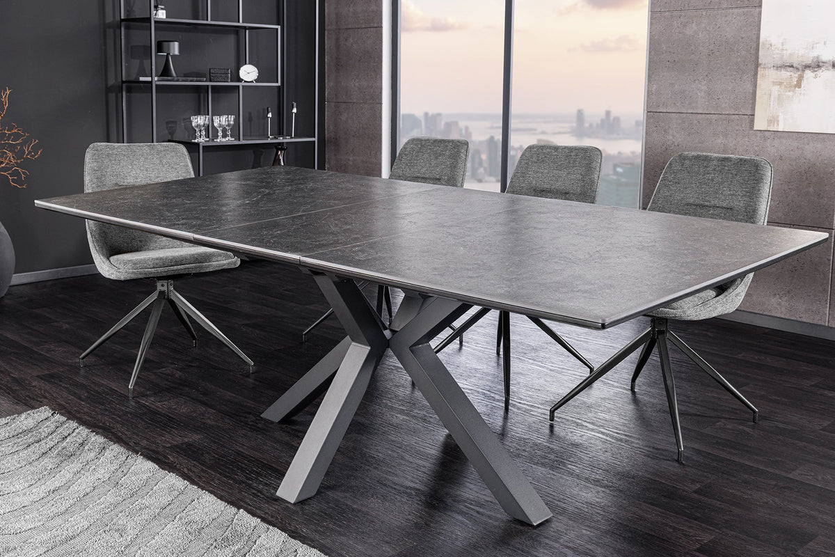 Table à manger extensible ETERNITY 160-200cm céramique gris graphite métal noir