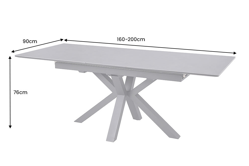 Mesa de comedor extensible ETERNITY 160-200cm cerámica gris grafito metal negro