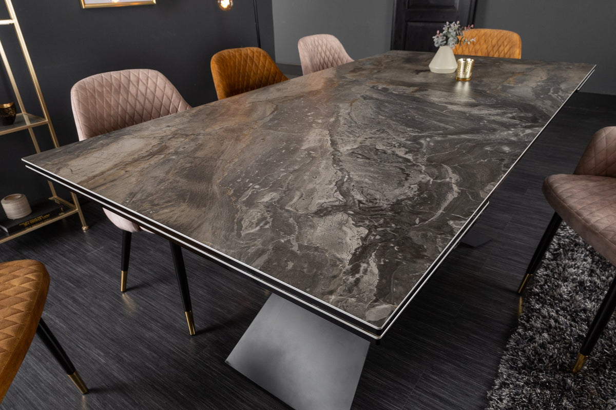 Table à manger extensible EUPHORIA 180-220-260cm céramique taupe anthracite fabriquée en Italie