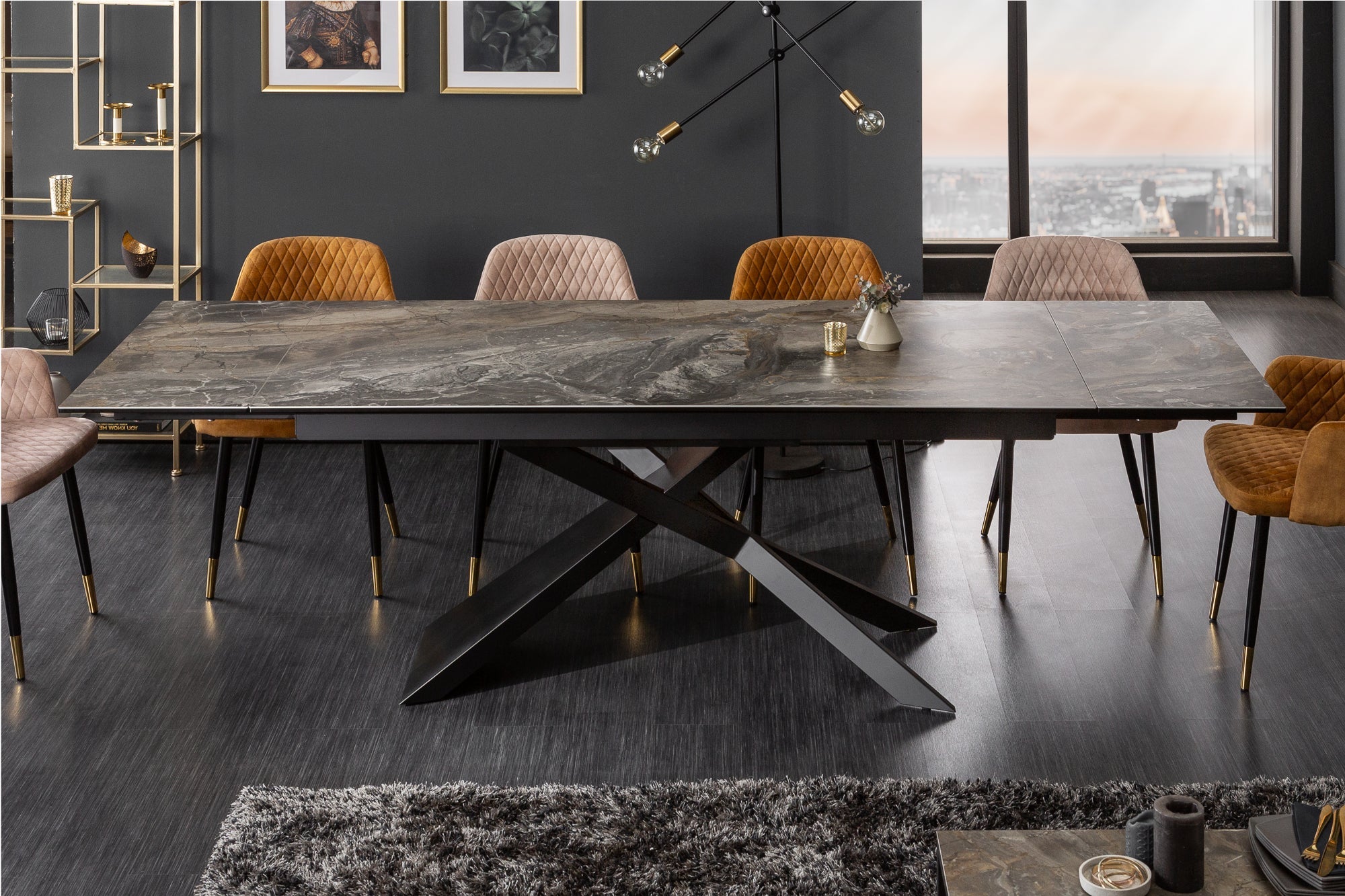 Table à manger extensible EUPHORIA 180-220-260cm céramique taupe anthracite fabriquée en Italie