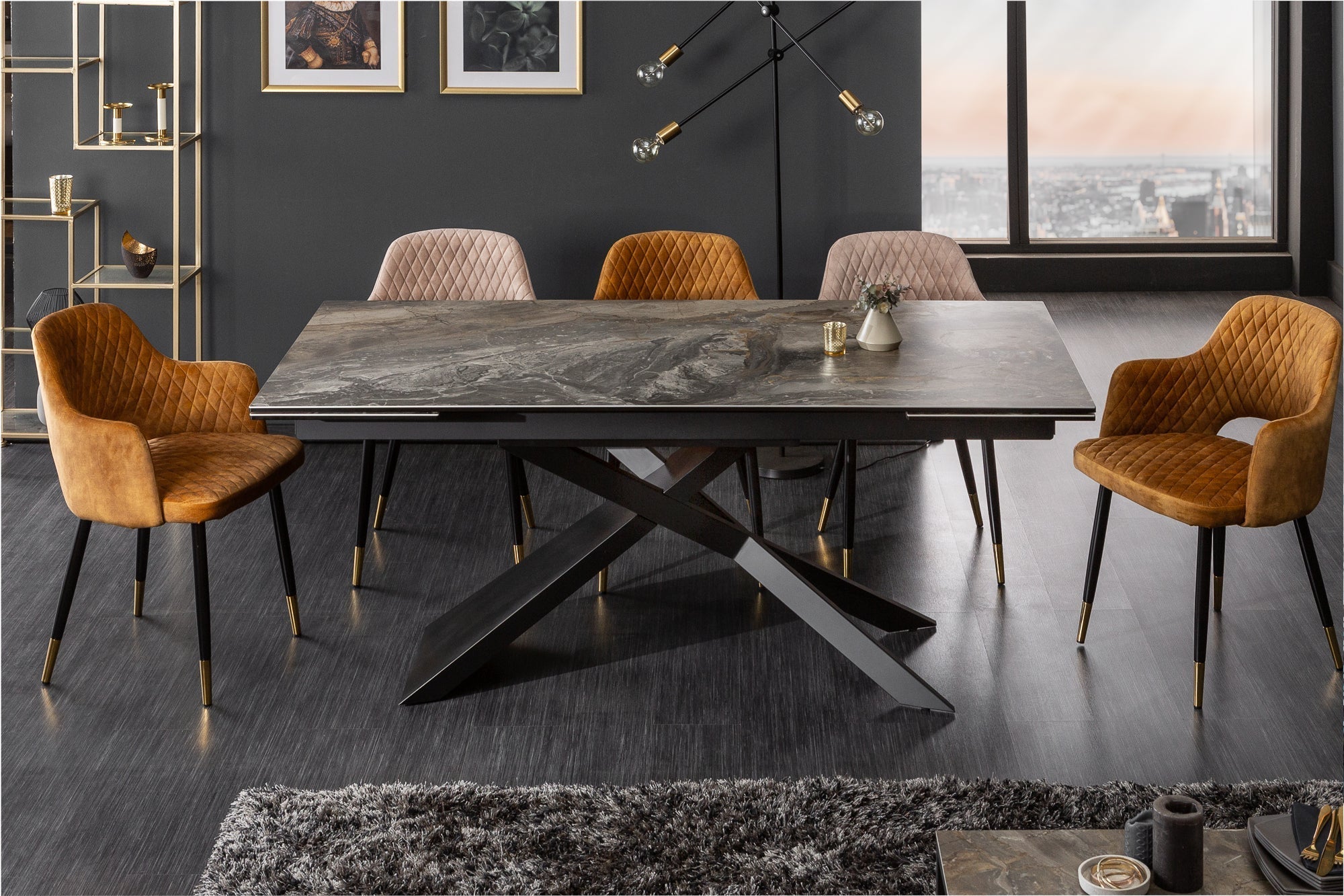 Table à manger extensible EUPHORIA 180-220-260cm céramique taupe anthracite fabriquée en Italie