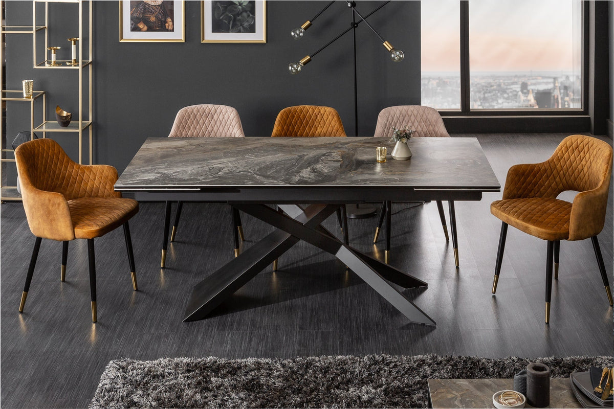 Table à manger extensible EUPHORIA 180-220-260cm céramique taupe anthracite fabriquée en Italie