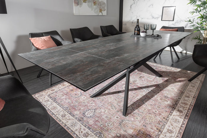 Table à manger extensible EUPHORIA 180-220-260cm en céramique de lave anthracite fabriquée en Italie