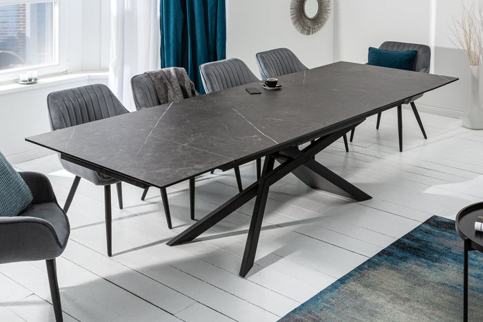 Table à manger extensible EUPHORIA 180-220-260cm en céramique graphite fabriquée en Italie