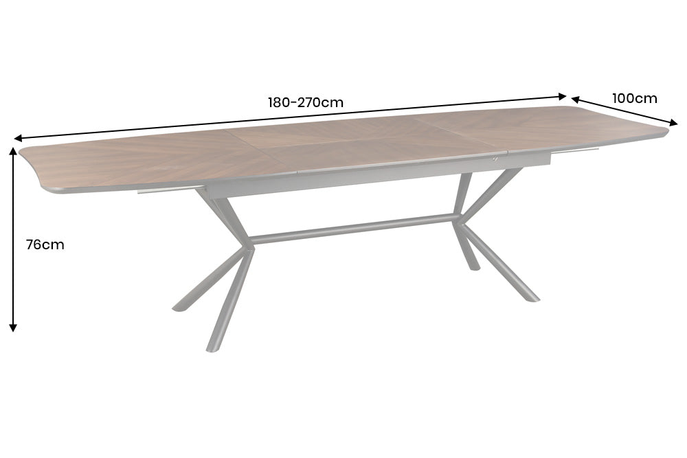Table à manger extensible GRANDEZZA 180-270cm noyer naturel métal noir