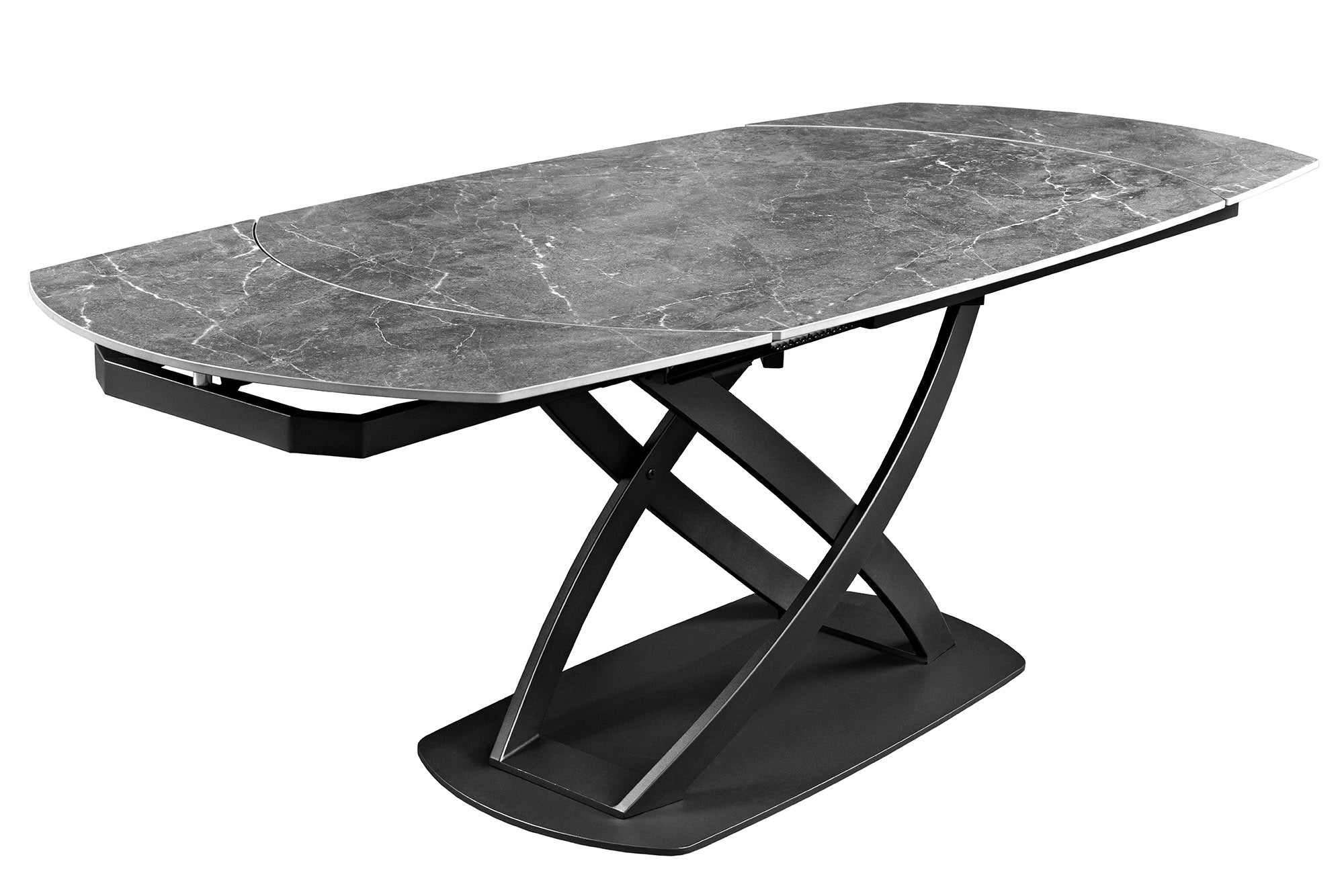 Table à manger extensible INCEPTION 130-190cm anthracite ovale céramique noir métal