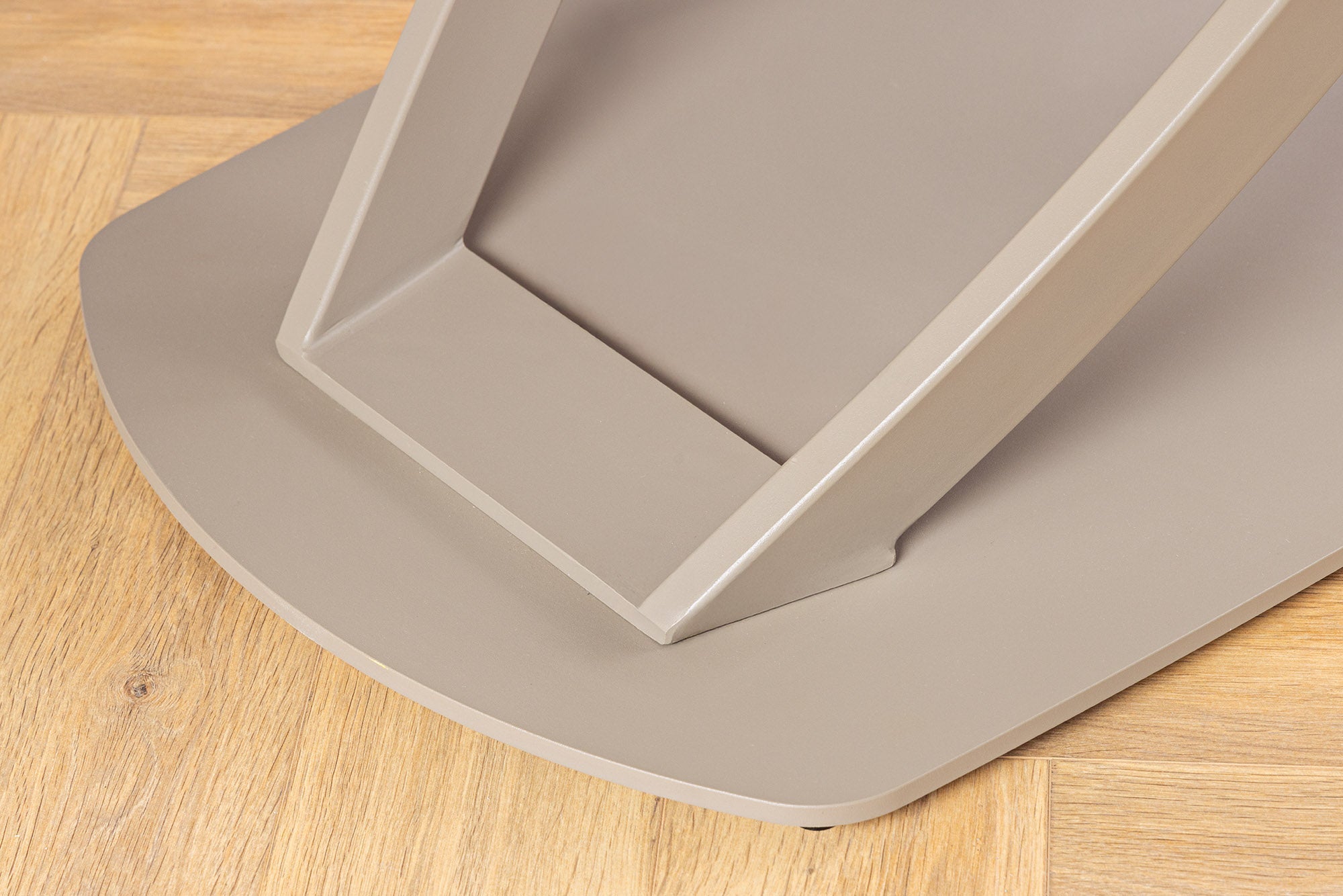 Table à manger extensible INCEPTION 130-190cm ovale travertin céramique champagne grège