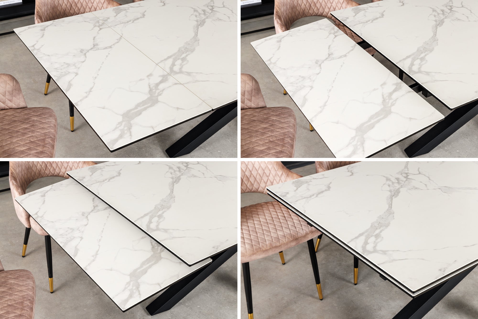 MARAVILLOSA mesa de comedor extensible de cerámica de mármol blanco de 180-220-260cm fabricada en Italia