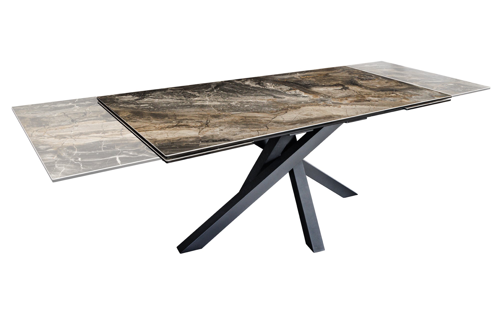 Table à manger extensible MARVELOUS 180-220-260cm en céramique marbre taupe fabriquée en Italie