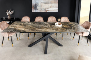 Table à manger extensible MARVELOUS 180-220-260cm en céramique marbre taupe fabriquée en Italie