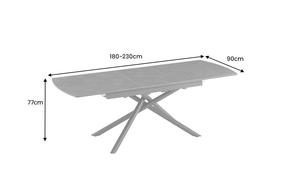 Mesa de comedor extensible MIKADO 180-230 cm grafito negro cerámica estructura estrella