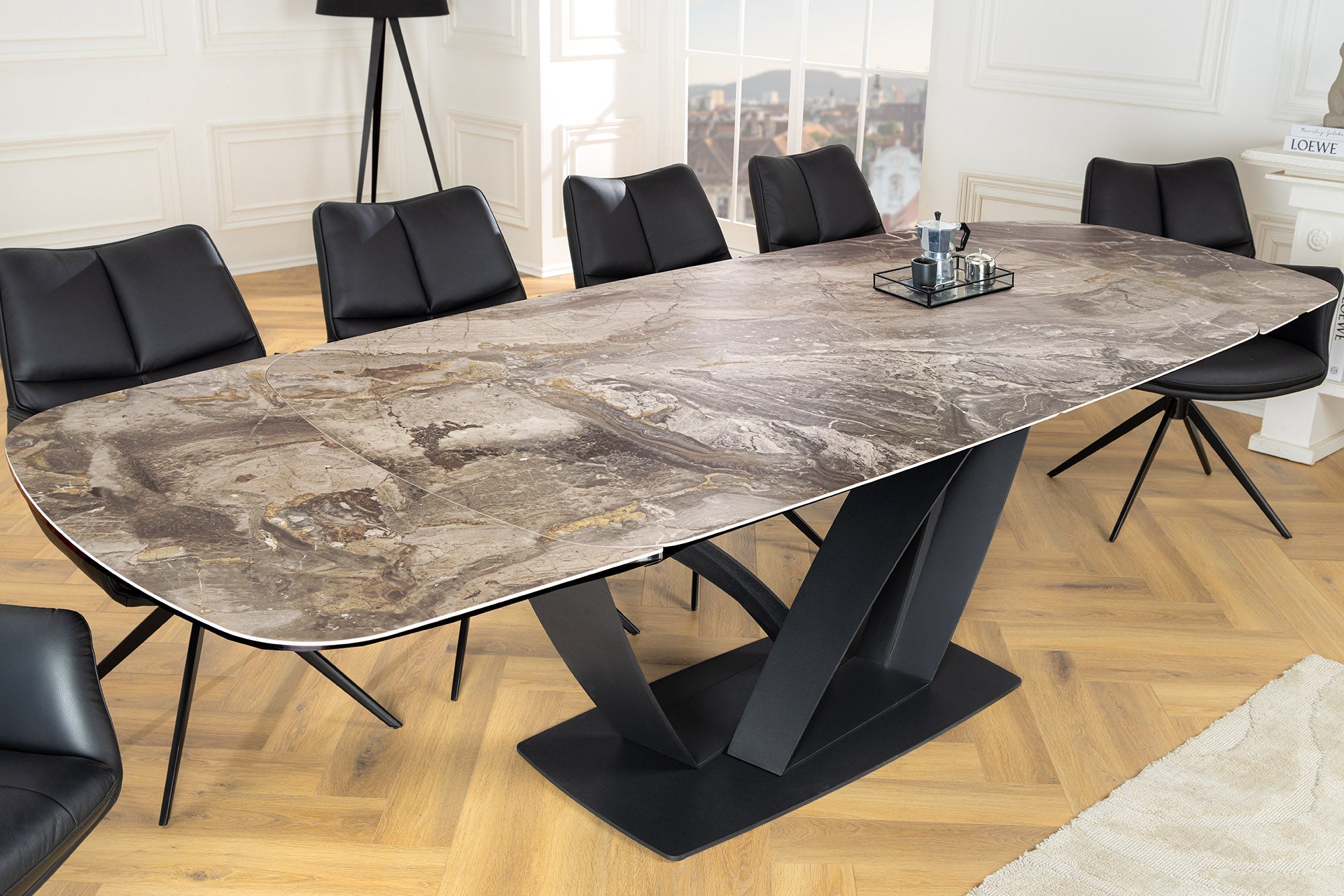 mesa-comedor extensible-butterfly-180-260cm-taupe-ceramica-marmol-metal-negro_45178 (inv)