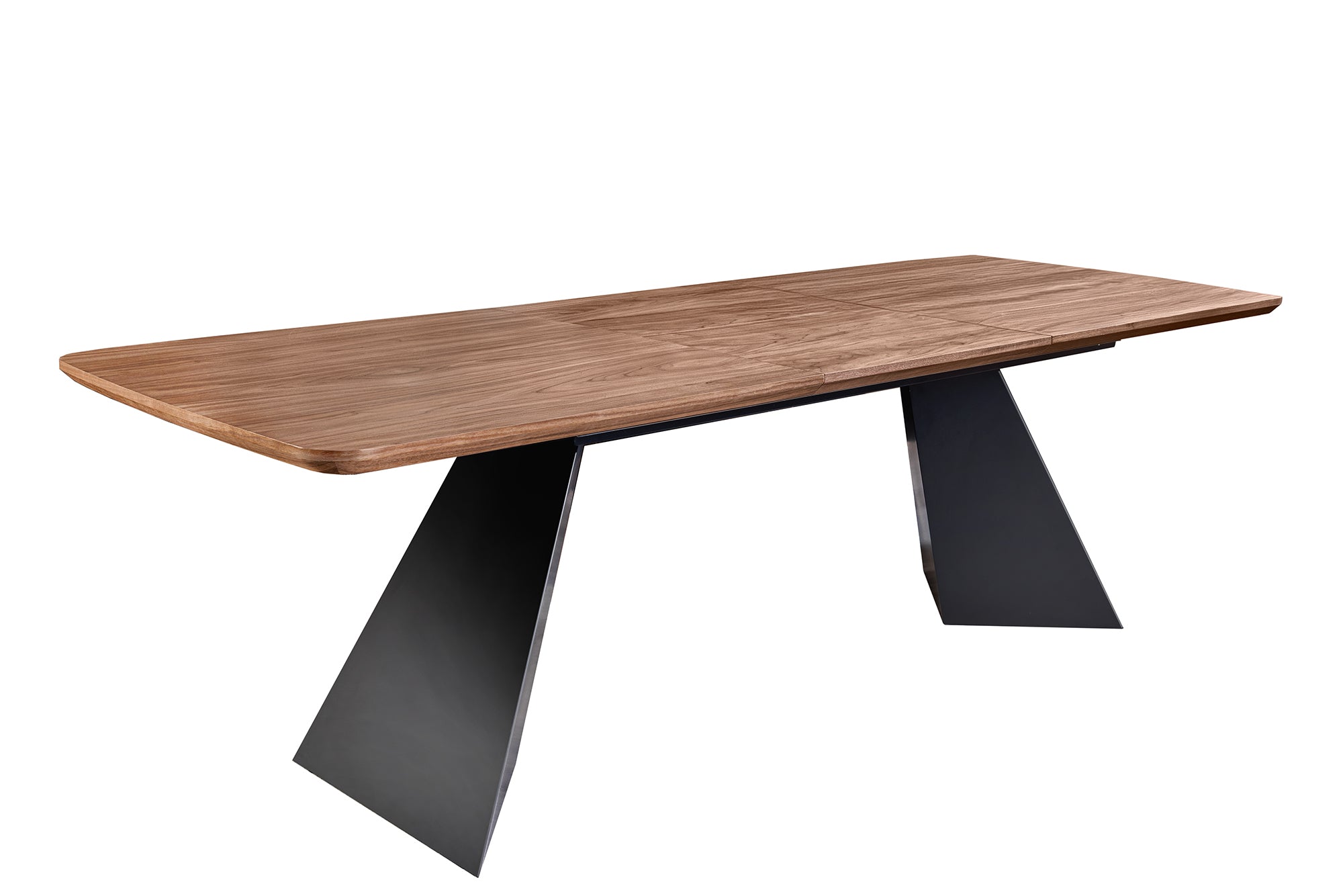 Table à manger extensible PRESTIGE 180-240cm bois de noyer naturel structure métal noir